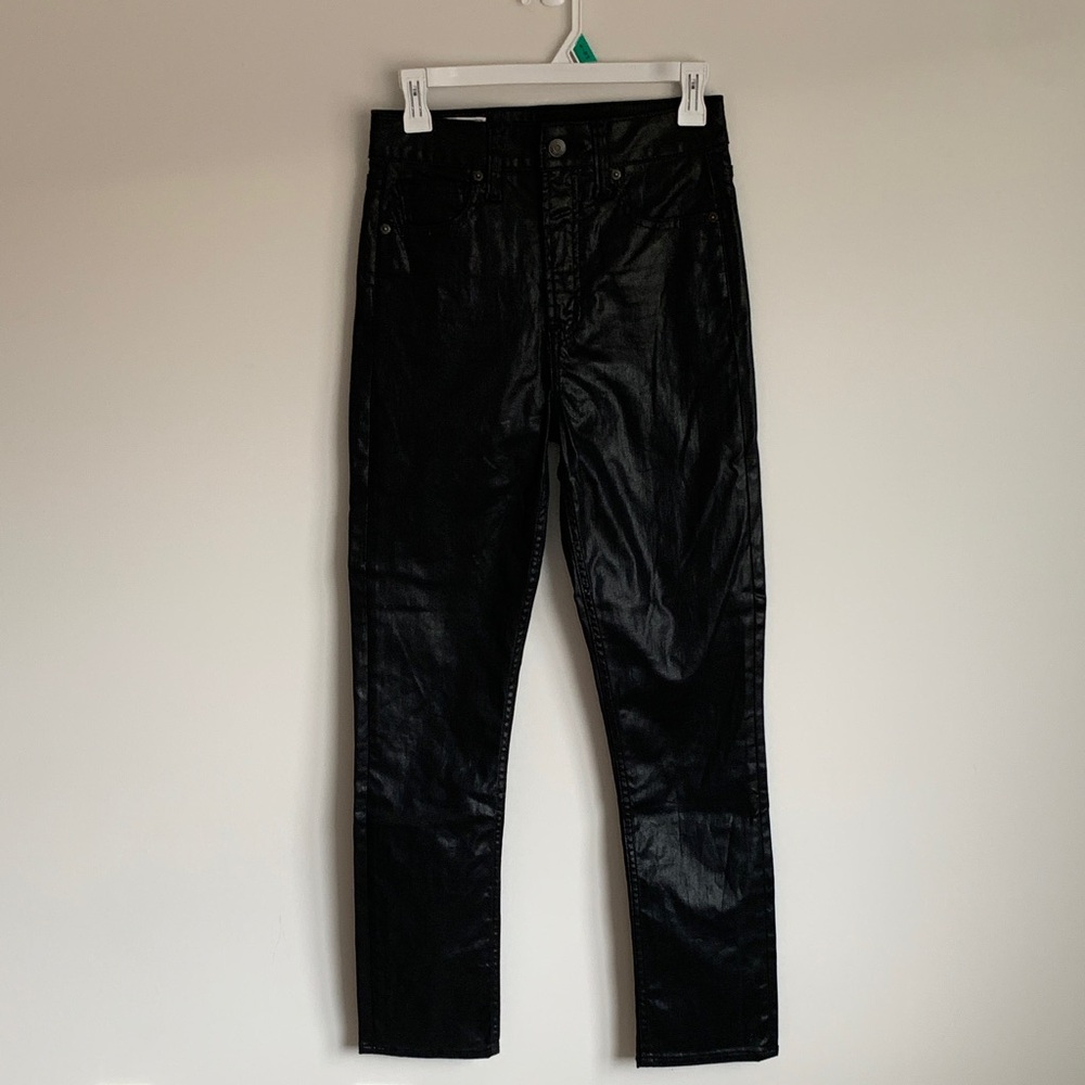 GAP Women's Shinny Coated Straight Leg Jeans